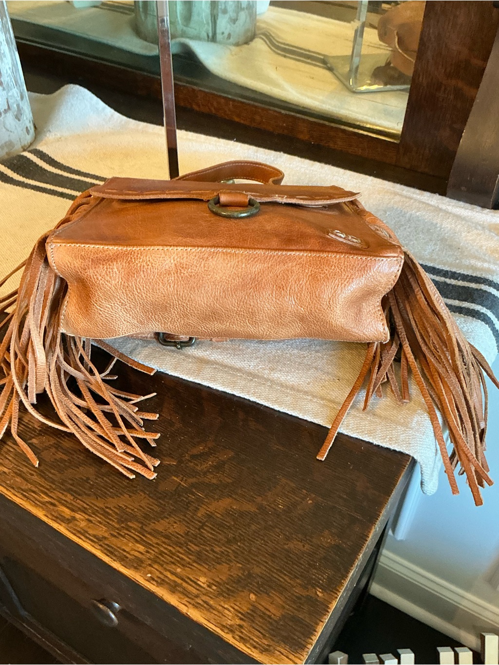 Nwot Bed Stu Fringe Leather Hidden Crossbody Bag Handbag Tan Dd Msrp $245 — image 8 of 8
